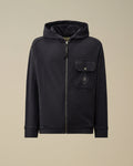 Malfilè Fleece Zip Hooded Sweatshirt, MIDNIGHT NAVY - BLUE
