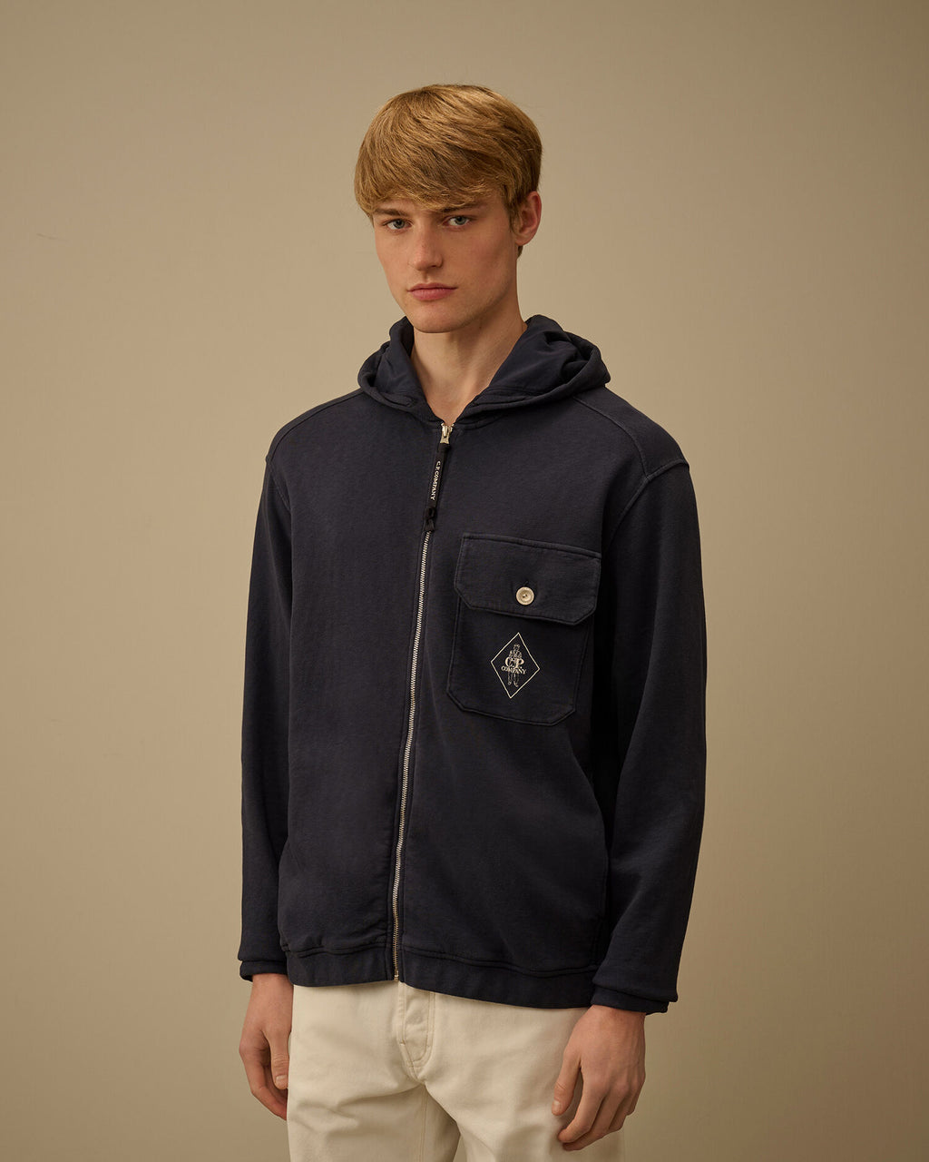 Malfilè Fleece Zip Hooded Sweatshirt, MIDNIGHT NAVY - BLUE