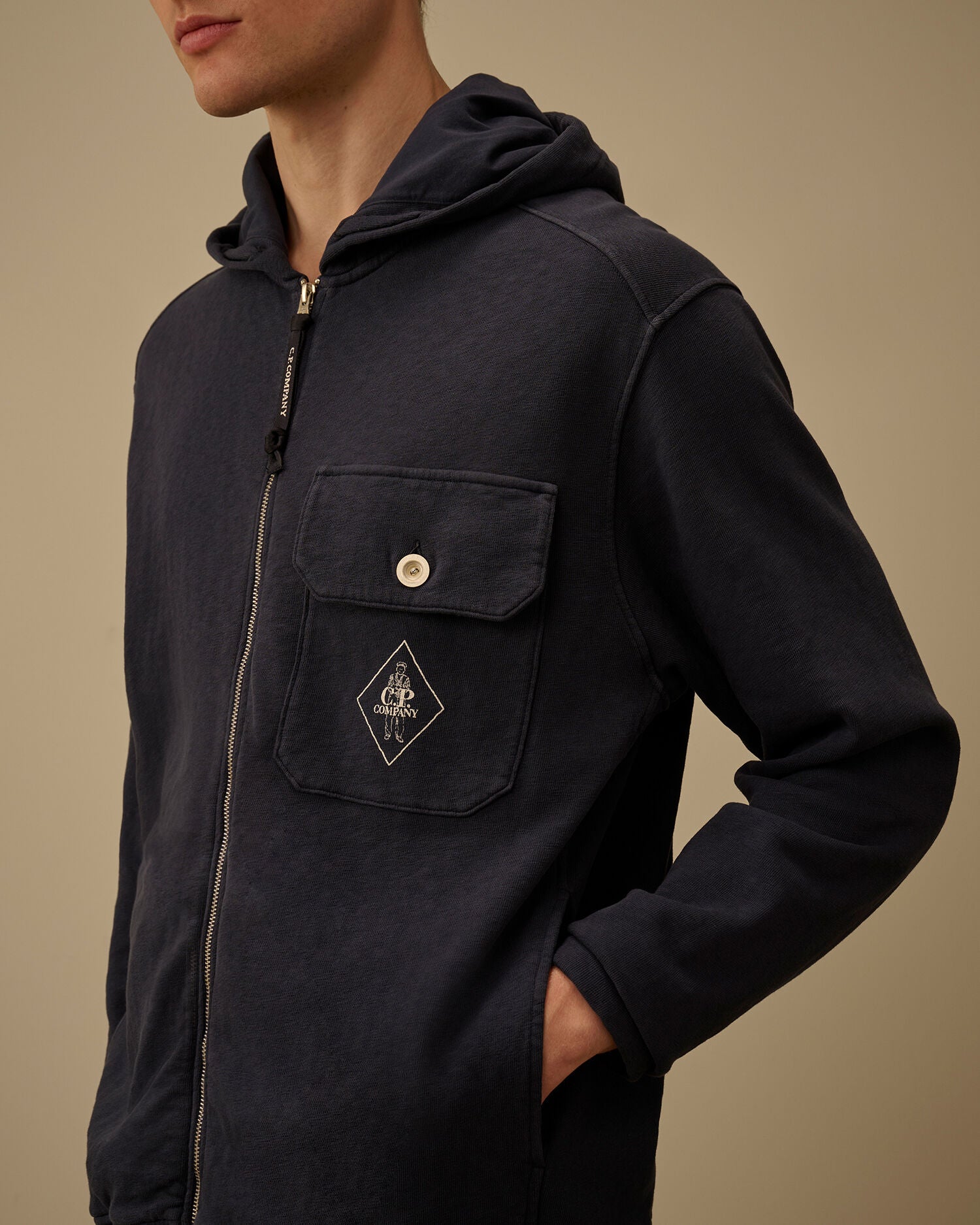 Malfilè Fleece Zip Hooded Sweatshirt, MIDNIGHT NAVY - BLUE