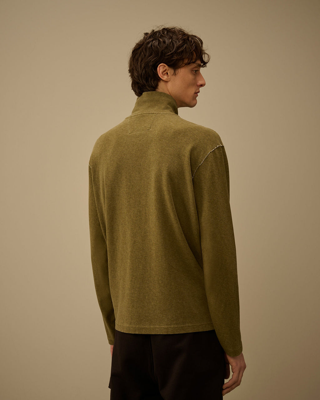 Heavy Jersey Plated Half Zip Sweatshirt, DRIED HERB - GREEN