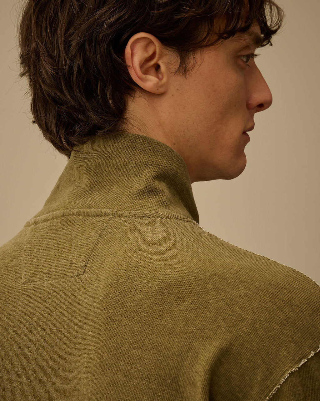 Heavy Jersey Plated Half Zip Sweatshirt, DRIED HERB - GREEN