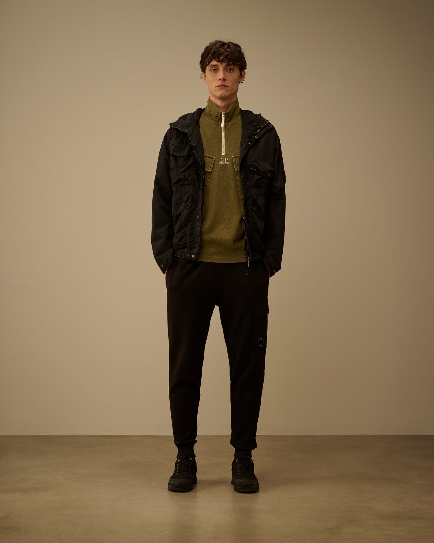 Heavy Jersey Plated Half Zip Sweatshirt, DRIED HERB - GREEN