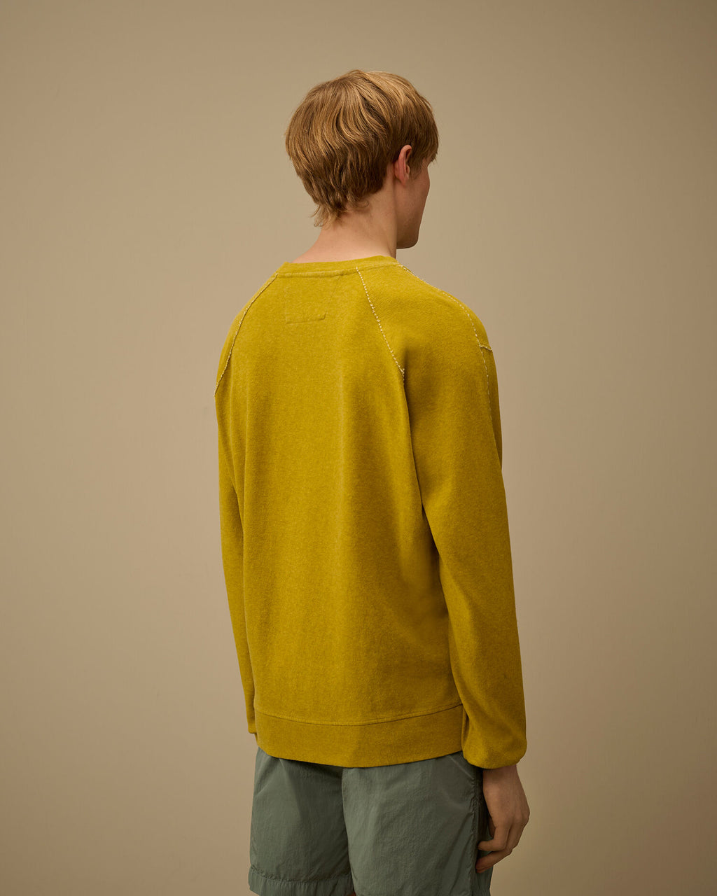 Heavy Jersey Plated Crewneck Sweatshirt, ANTIQUE MOSS -YELLOW