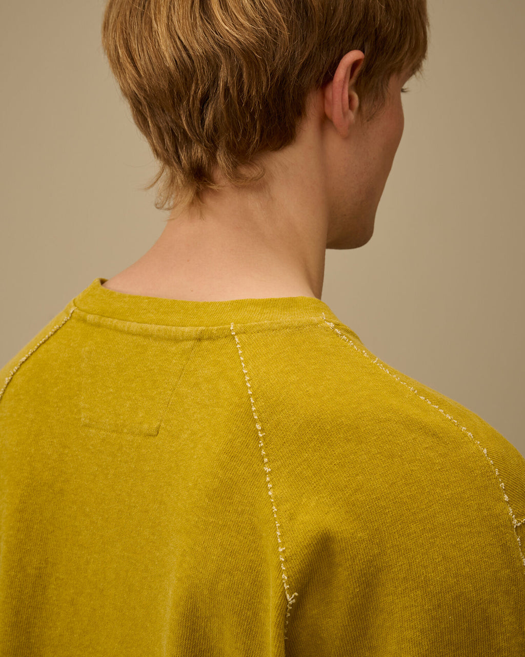 Heavy Jersey Plated Crewneck Sweatshirt, ANTIQUE MOSS -YELLOW