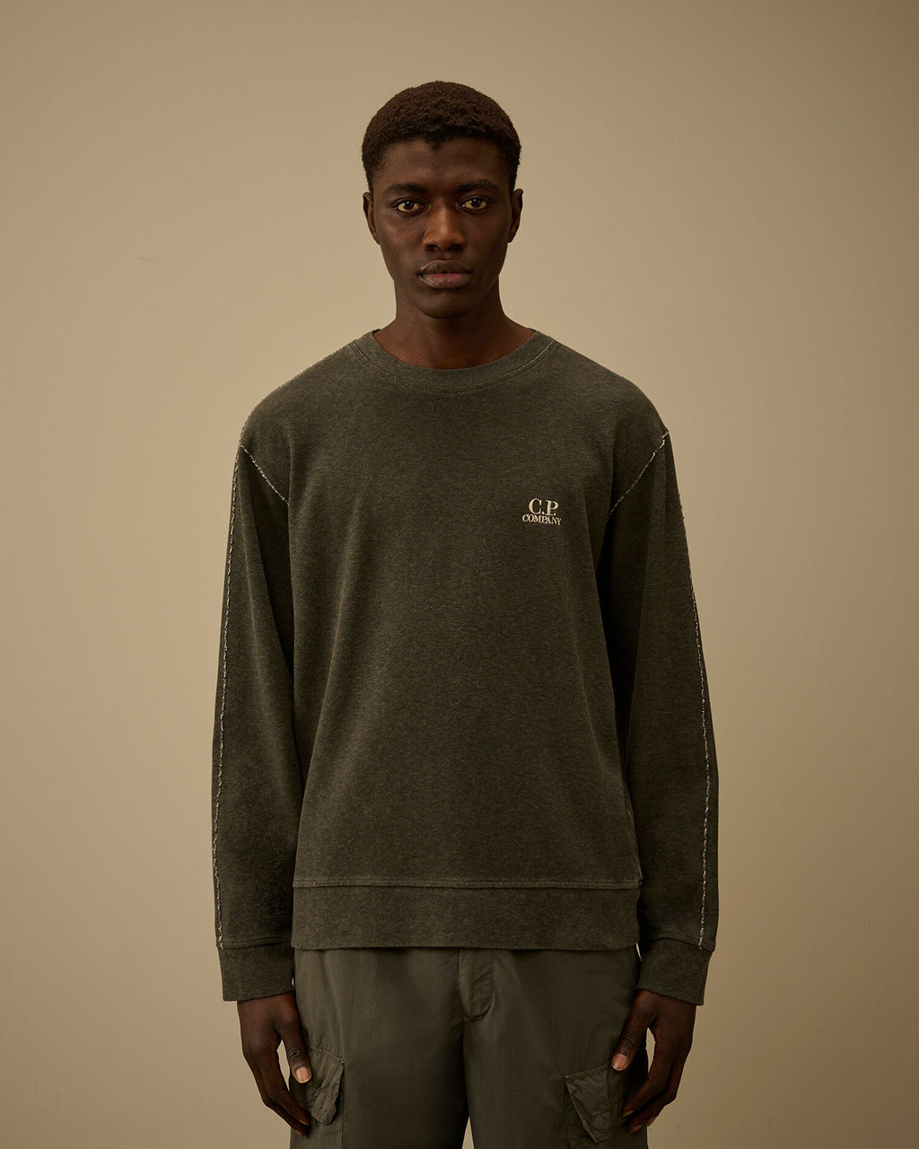 Heavy Jersey Plated Crewneck Sweatshirt, GUNMETAL - GREY