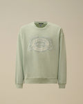 Diagonal Fleece Boxy Logo Crewneck Sweatshirt, MISTY BLUE