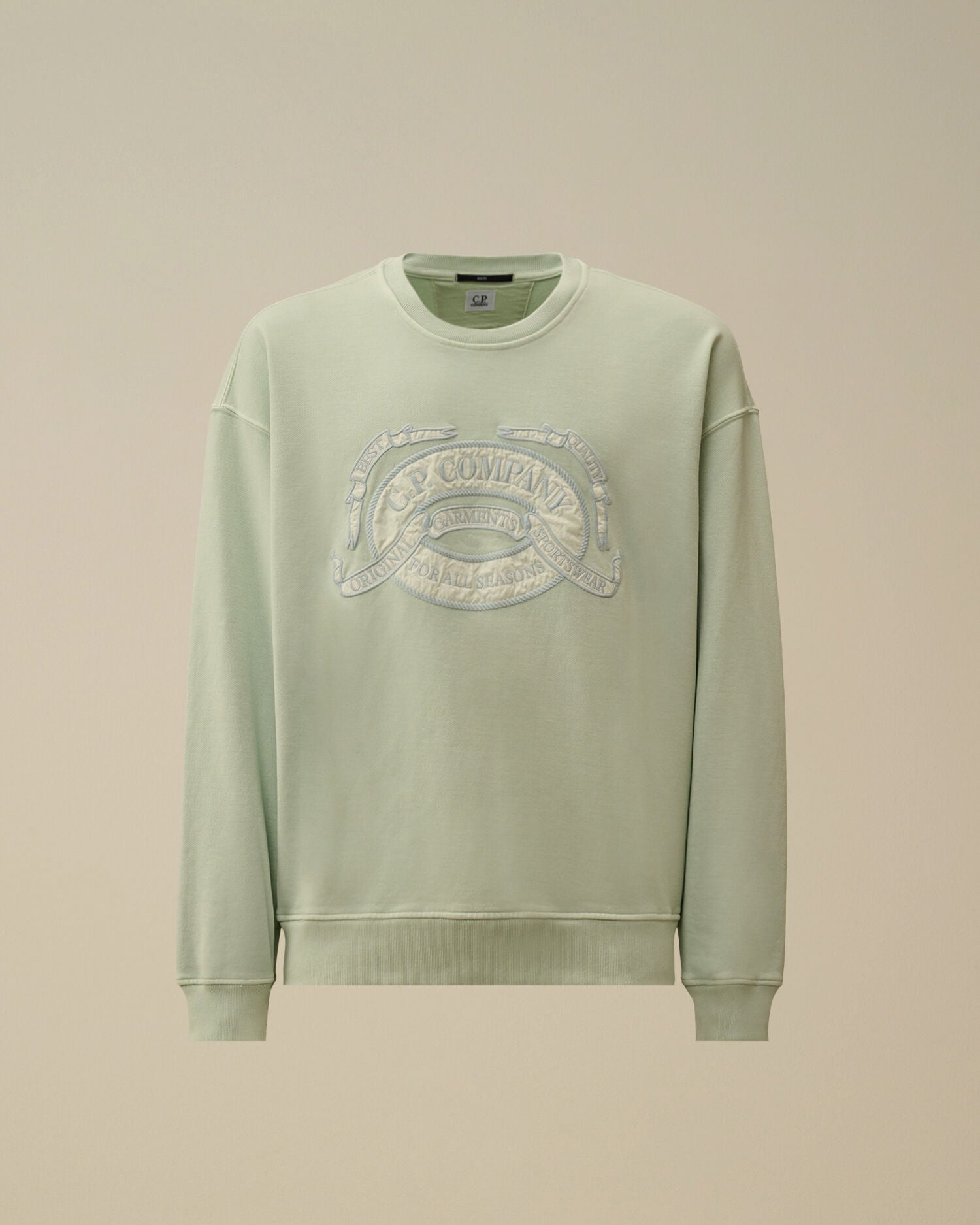 Diagonal Fleece Boxy Logo Crewneck Sweatshirt, MISTY BLUE