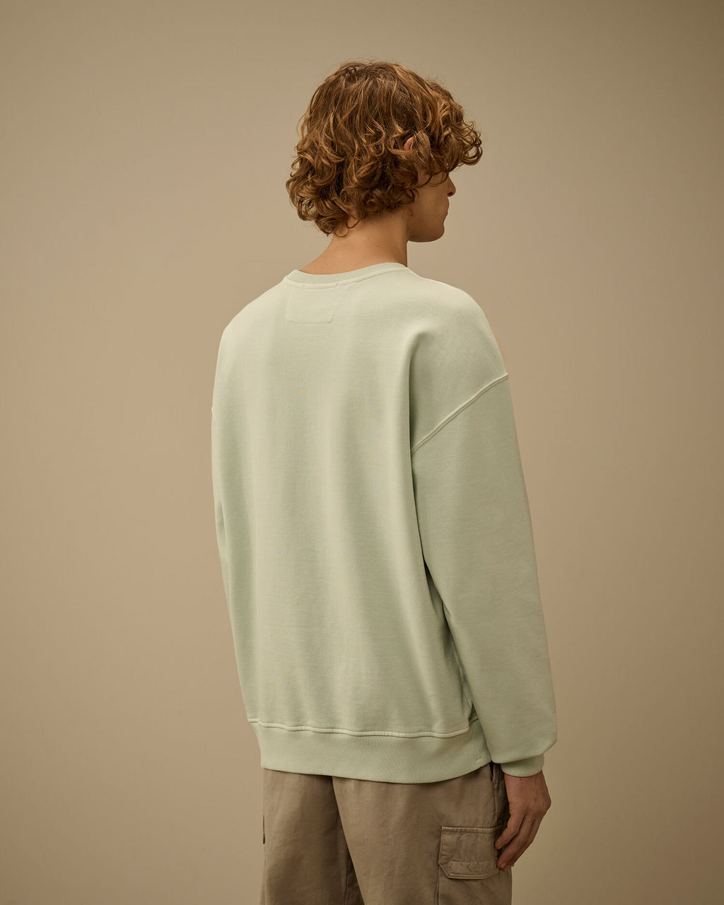 Diagonal Fleece Boxy Logo Crewneck Sweatshirt, MISTY BLUE