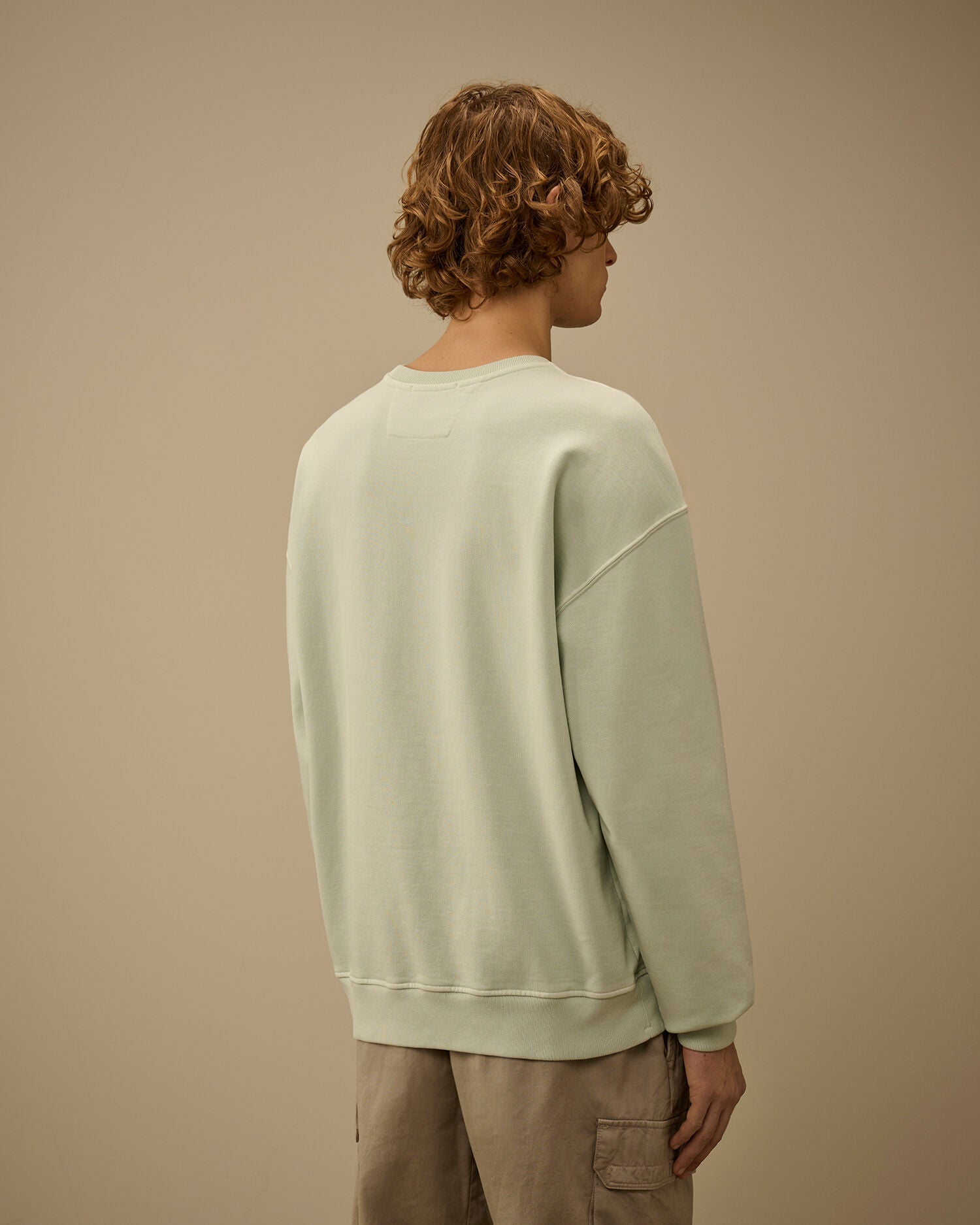 Diagonal Fleece Boxy Logo Crewneck Sweatshirt, MISTY BLUE