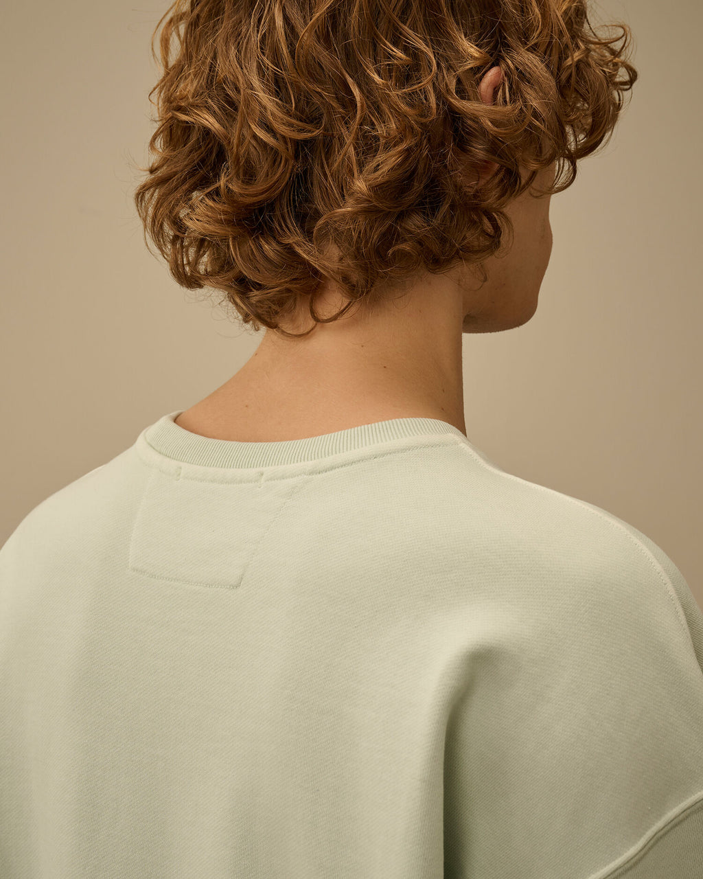 Diagonal Fleece Boxy Logo Crewneck Sweatshirt, MISTY BLUE