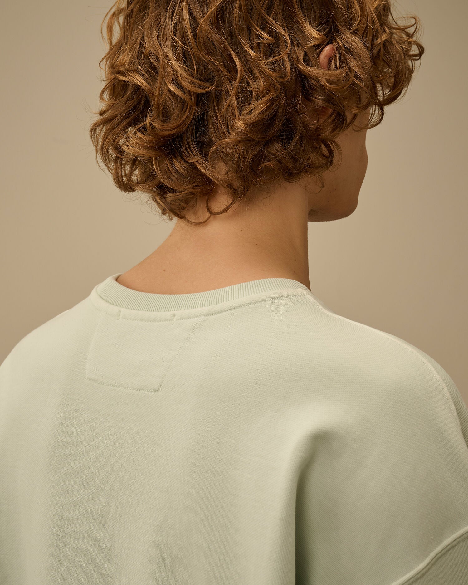 Diagonal Fleece Boxy Logo Crewneck Sweatshirt, MISTY BLUE