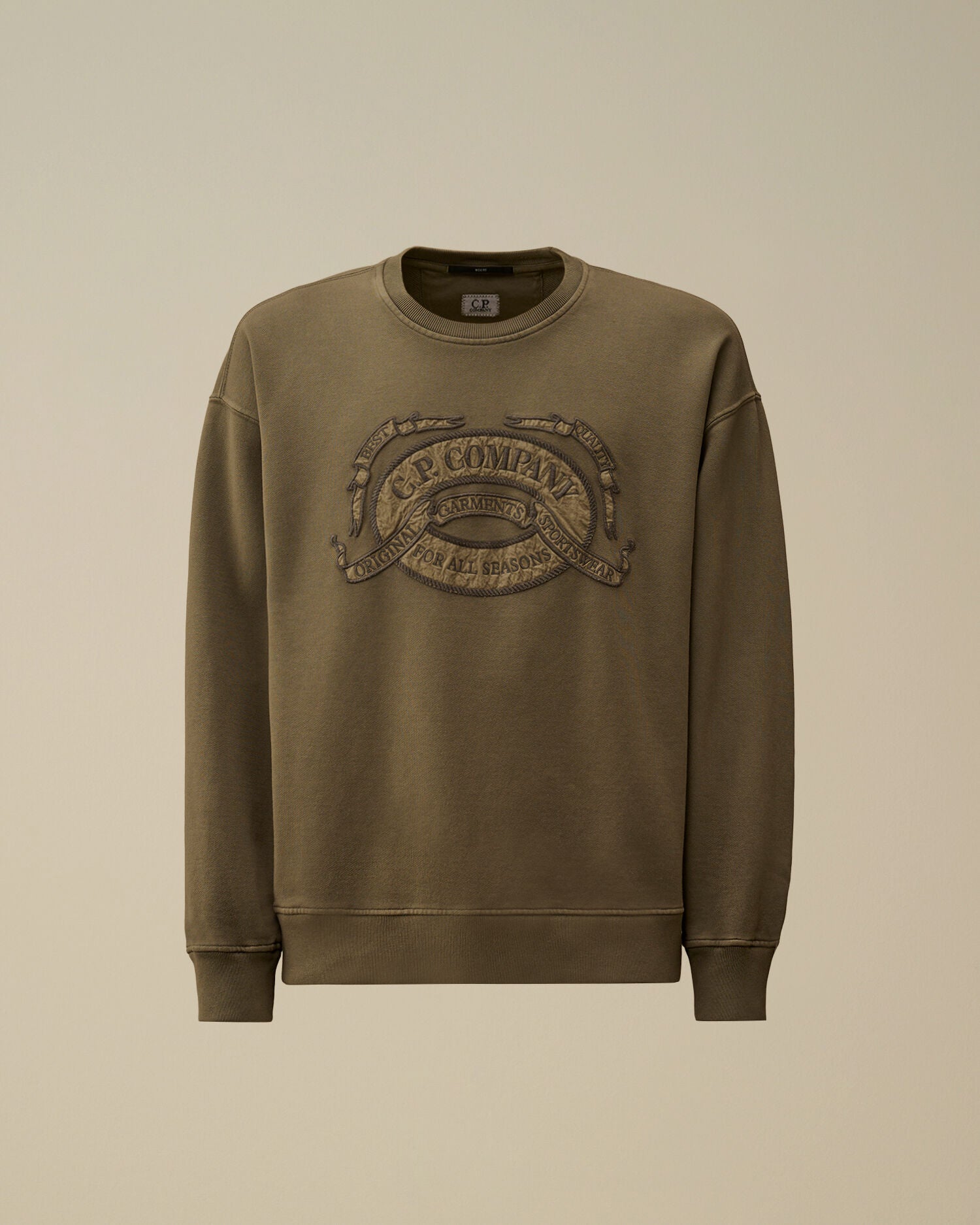 Diagonal Fleece Boxy Logo Crewneck Sweatshirt, GUNMETAL - GREY