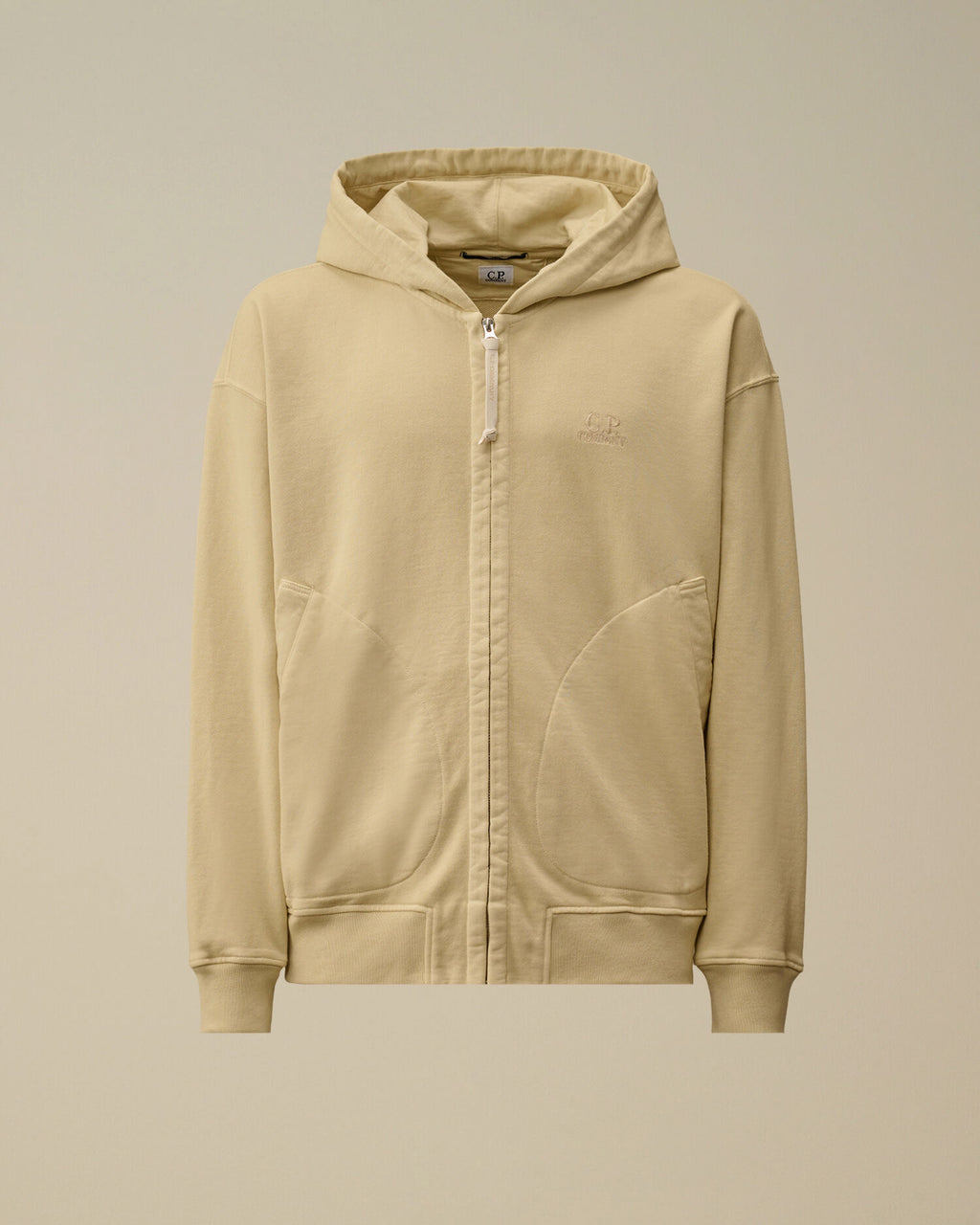 Diagonal Fleece Boxy Zip Hooded Sweatshirt, FROZEN DEW - WHITE