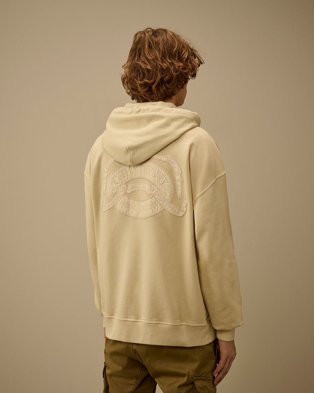 Diagonal Fleece Boxy Zip Hooded Sweatshirt, FROZEN DEW - WHITE