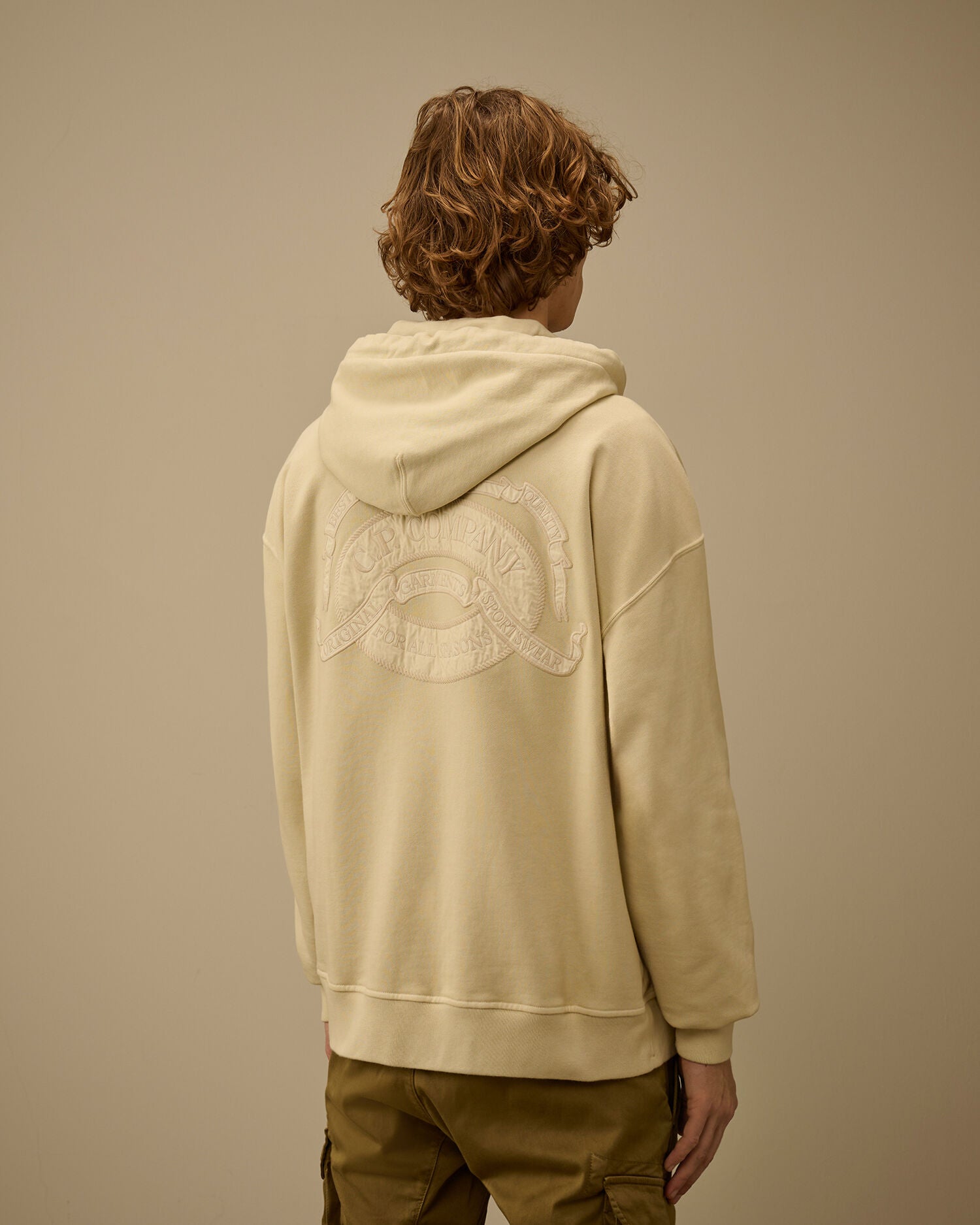 Diagonal Fleece Boxy Zip Hooded Sweatshirt, FROZEN DEW - WHITE