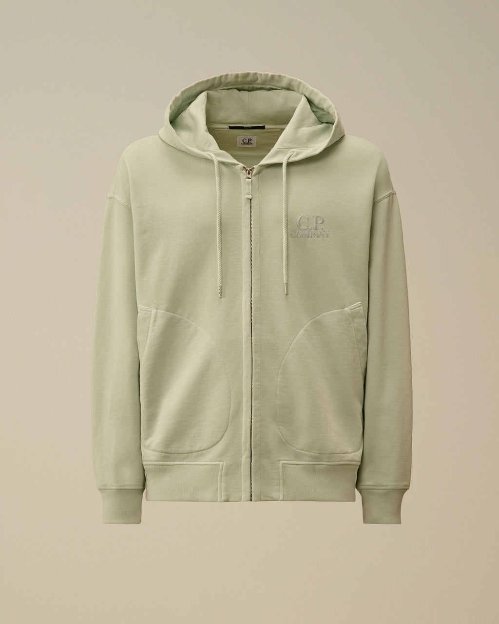Diagonal Fleece Boxy Zip Hooded Sweatshirt, MISTY BLUE