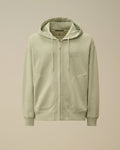 Diagonal Fleece Boxy Zip Hooded Sweatshirt, MISTY BLUE