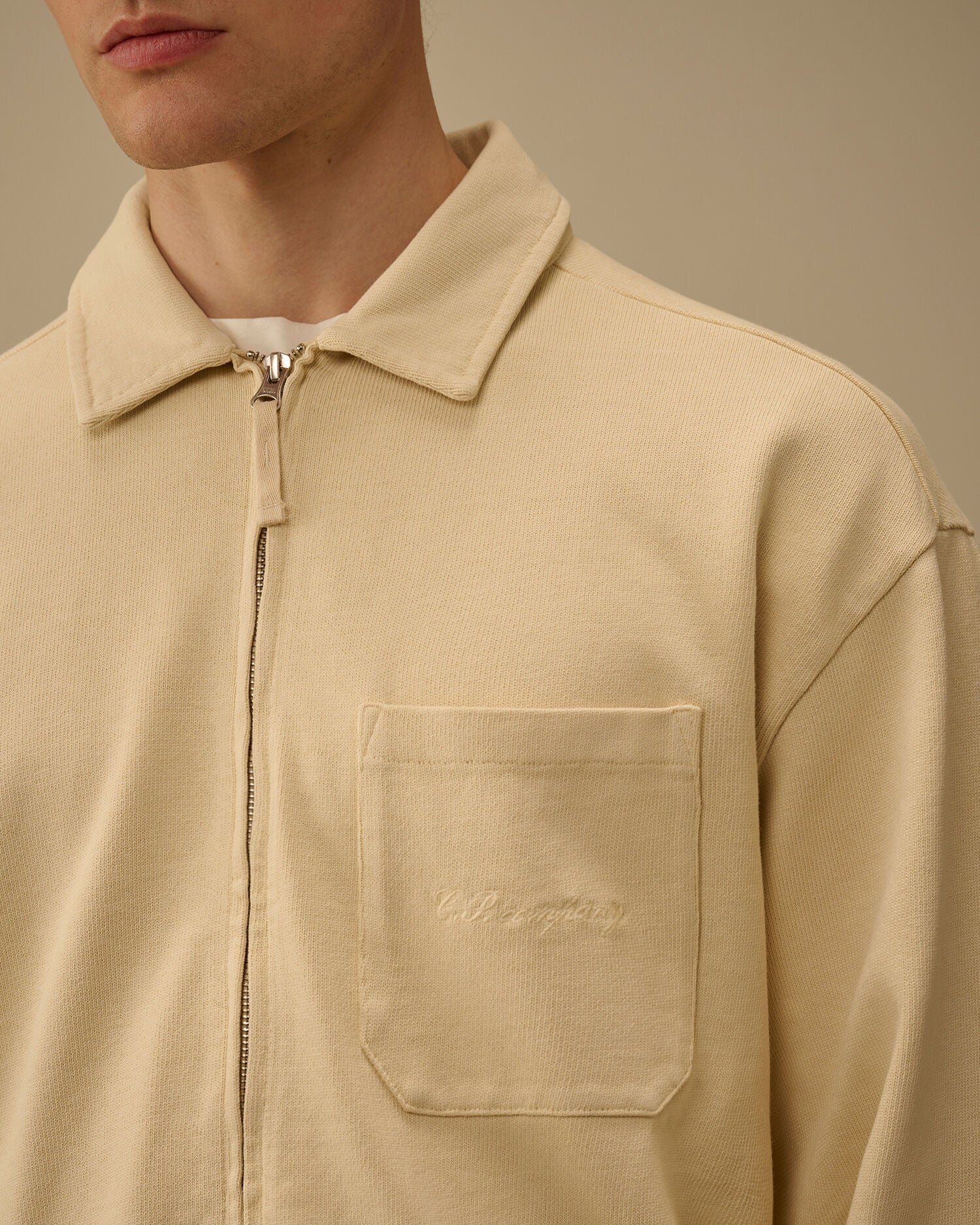 Combed Jersey 10/2 Boxy Zip Sweatshirt, FROZEN DEW - WHITE