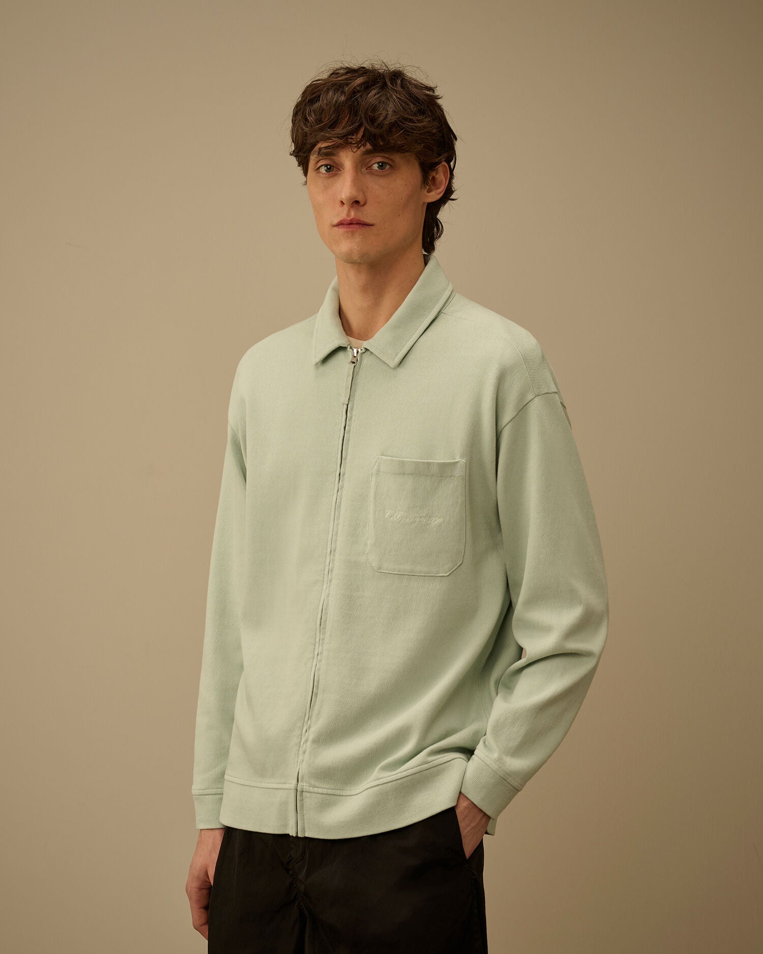 Combed Jersey 10/2 Boxy Zip Sweatshirt, MISTY BLUE