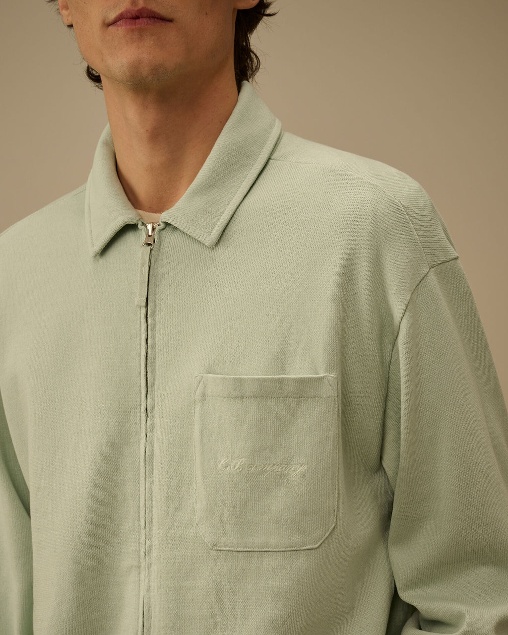 Combed Jersey 10/2 Boxy Zip Sweatshirt, MISTY BLUE