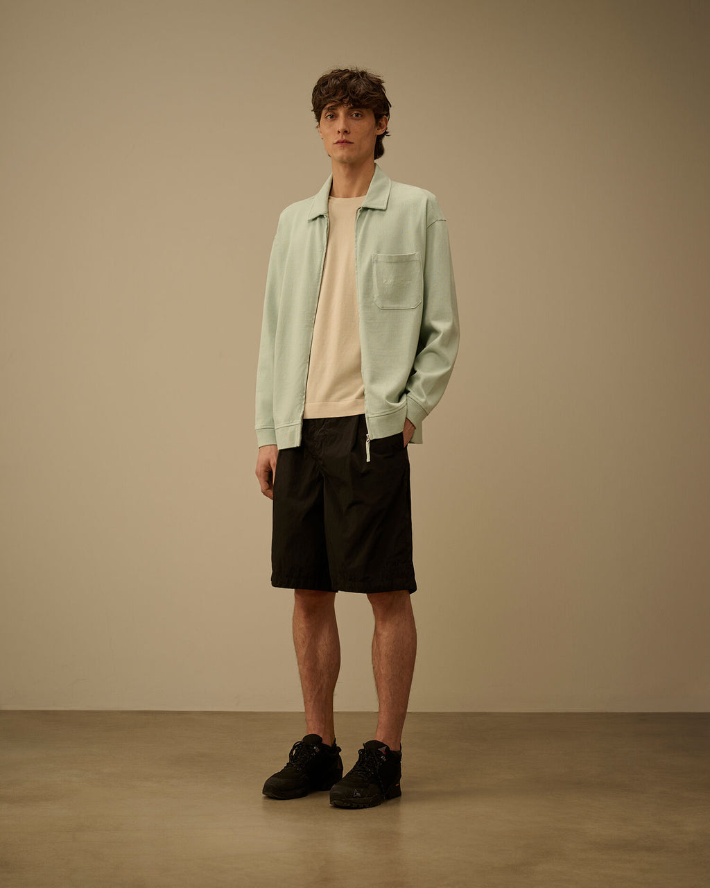Combed Jersey 10/2 Boxy Zip Sweatshirt, MISTY BLUE