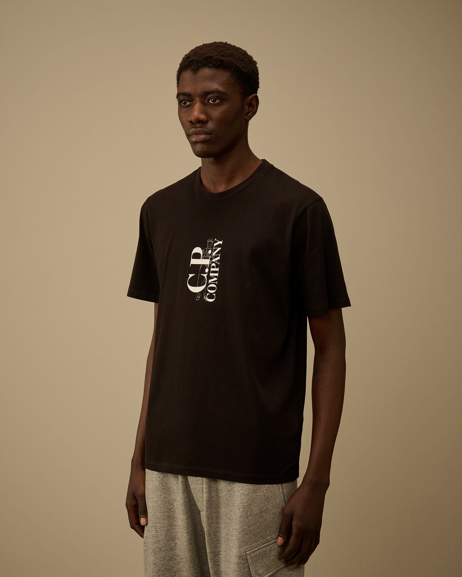 30/1 Jersey Short Sleeve Printed T-Shirt, BLACK