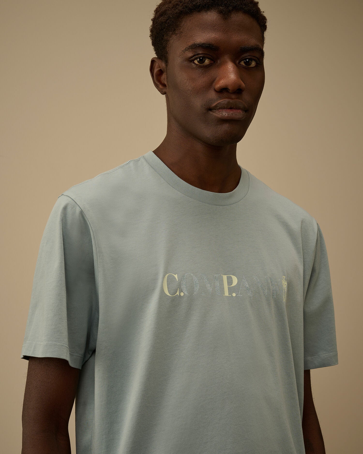 30/1 Jersey Short Sleeve Chest Logo T-Shirt, SILVER BLUE