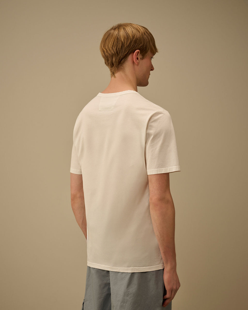 Mercerized Jersey 70/2 Gasato Short Sleeve Patch T-Shirt, GAUZE WHITE