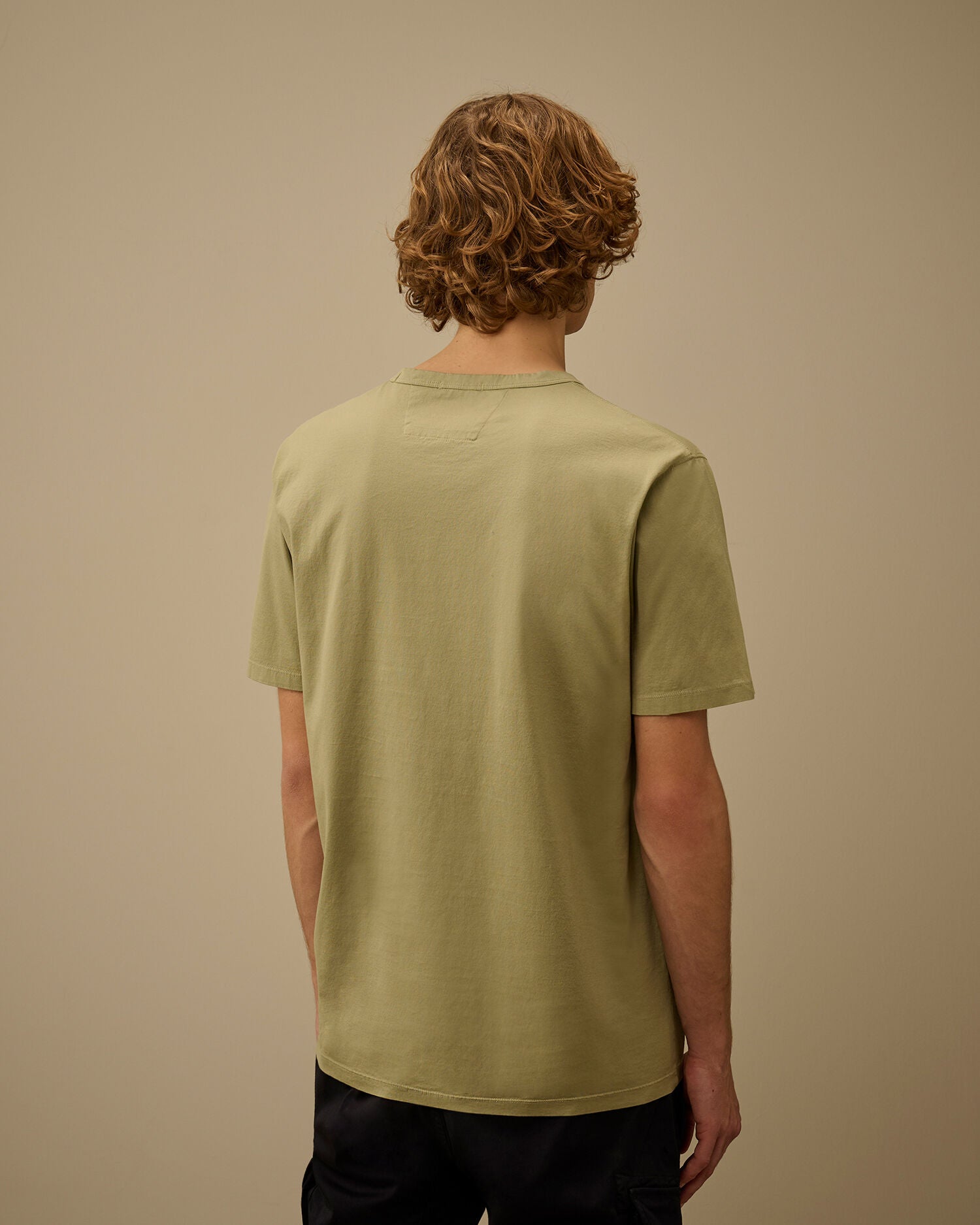 Mercerized Jersey 70/2 Gasato Short Sleeve Patch T-Shirt, MOSS GRAY - GREEN
