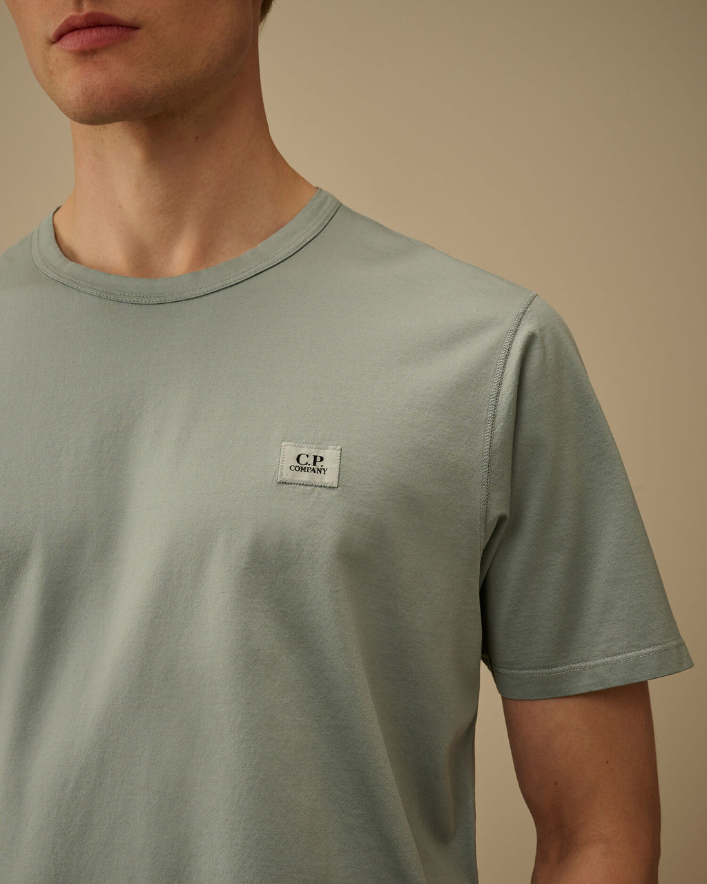 Mercerized Jersey 70/2 Gasato Short Sleeve Patch T-Shirt, SILVER BLUE