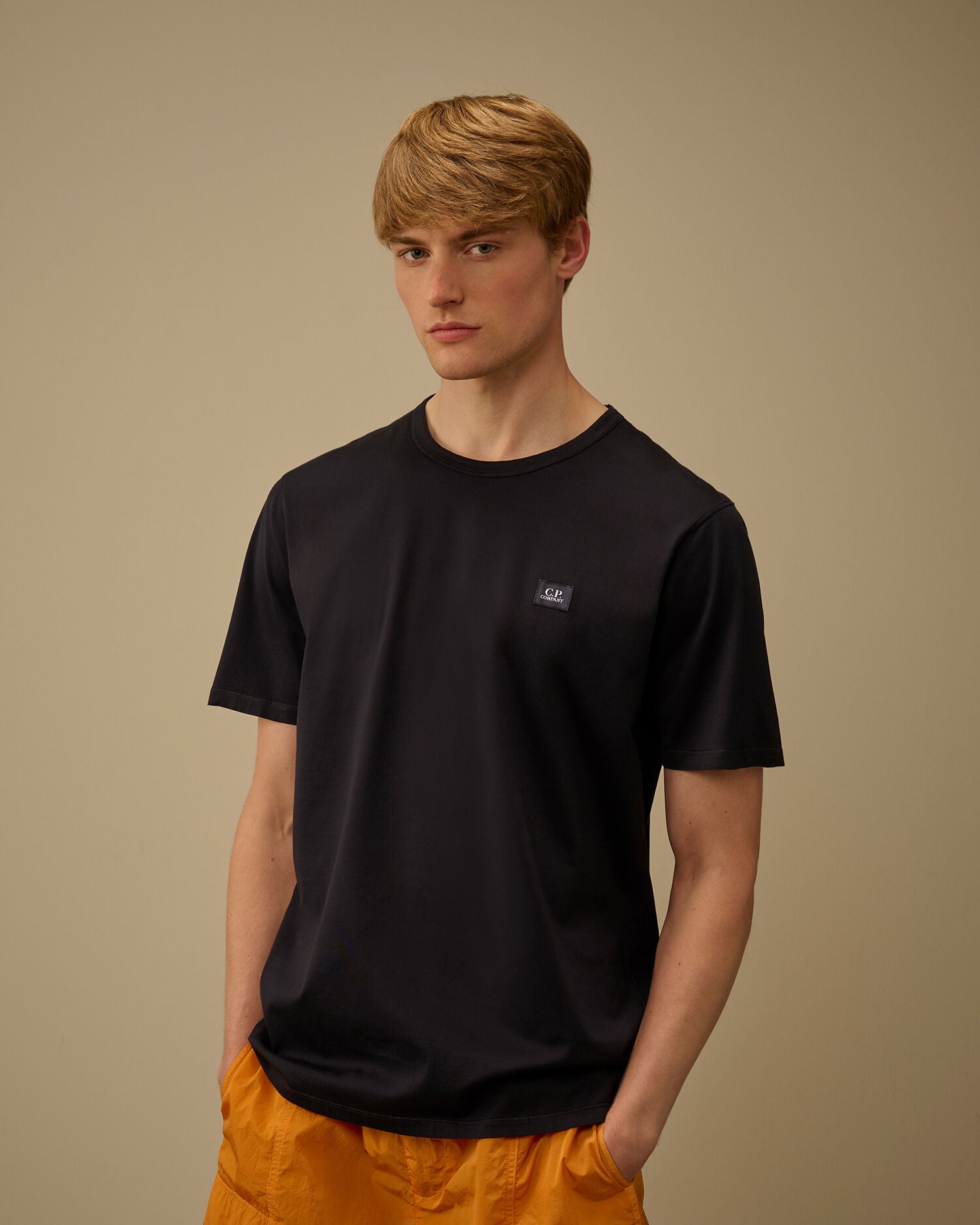 Mercerized Jersey 70/2 Gasato Short Sleeve Patch T-Shirt, TOTAL ECLIPSE - BLUE