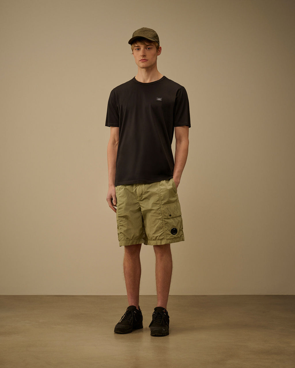 Mercerized Jersey 70/2 Gasato Short Sleeve Patch T-Shirt, BLACK