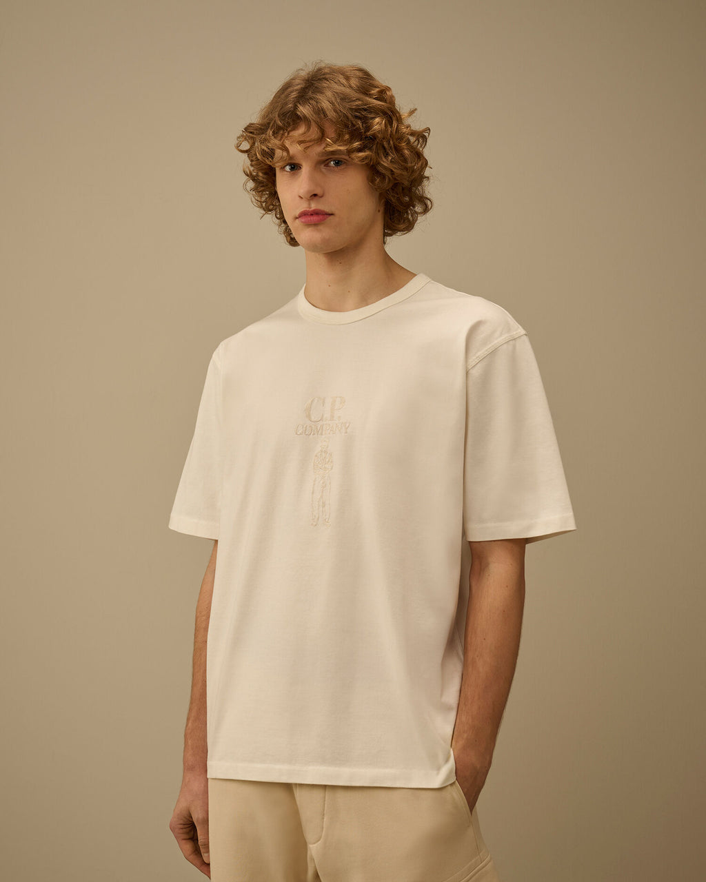Mercerized Jersey 30/2 Twisted Short Sleeve Logo T-Shirt, GAUZE WHITE