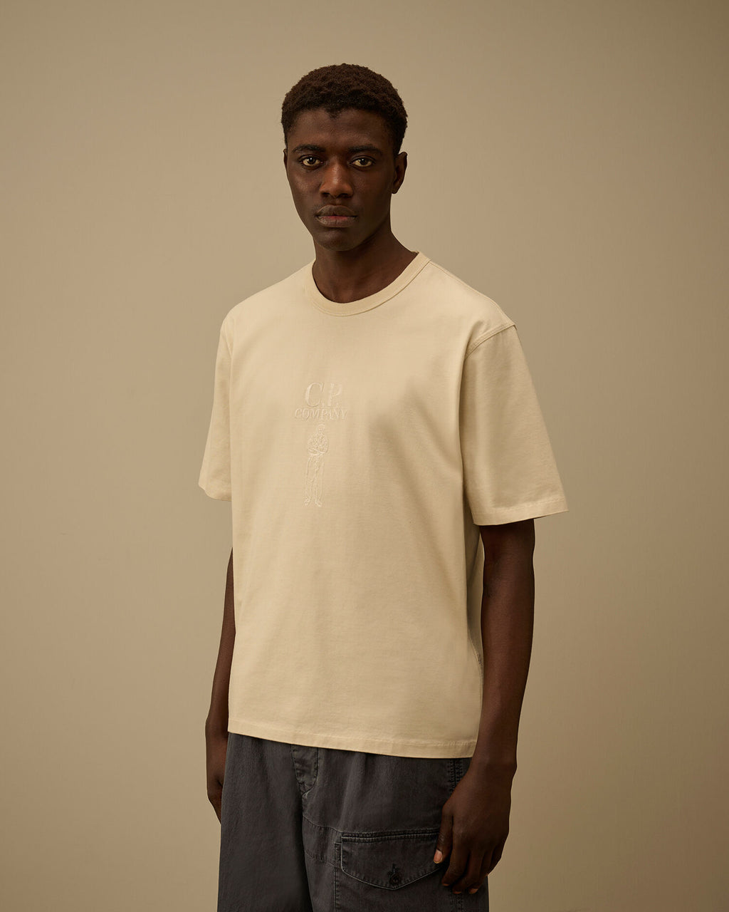 Mercerized Jersey 30/2 Twisted Short Sleeve Logo T-Shirt, FROZEN DEW - WHITE