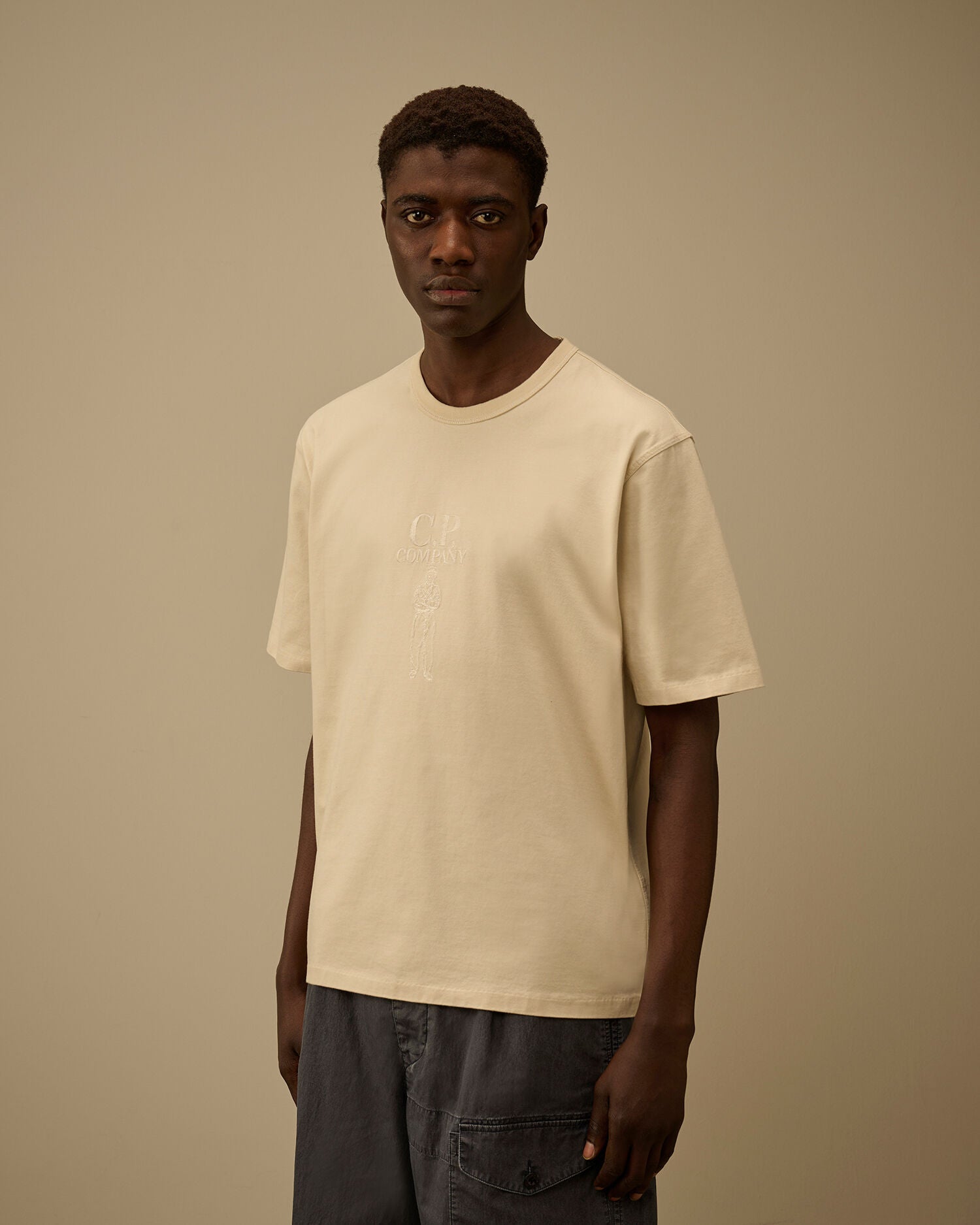 Mercerized Jersey 30/2 Twisted Short Sleeve Logo T-Shirt, FROZEN DEW - WHITE