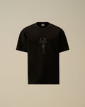 Mercerized Jersey 30/2 Twisted Short Sleeve Logo T-Shirt, BLACK