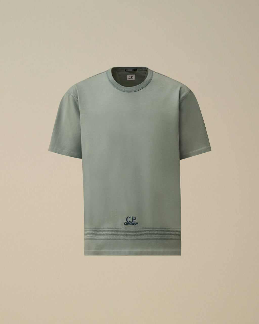 Mercerized Jersey 30/2 Twisted Short Sleeve Embroidery T-Shirt, SILVER BLUE