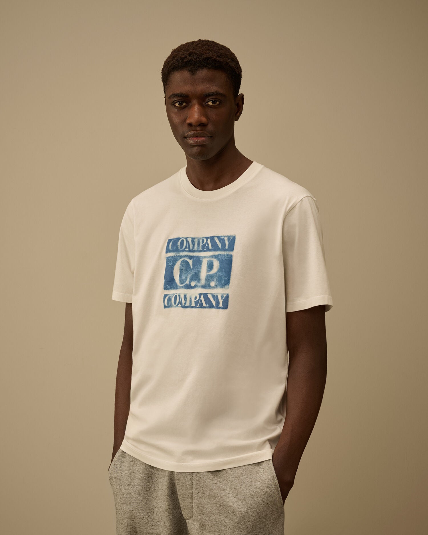 30/1 Jersey Short Sleeve Faded Logo T-Shirt, GAUZE WHITE