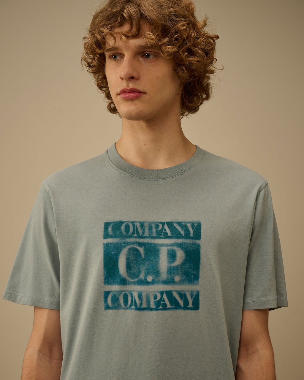 30/1 Jersey Short Sleeve Faded Logo T-Shirt, SILVER BLUE
