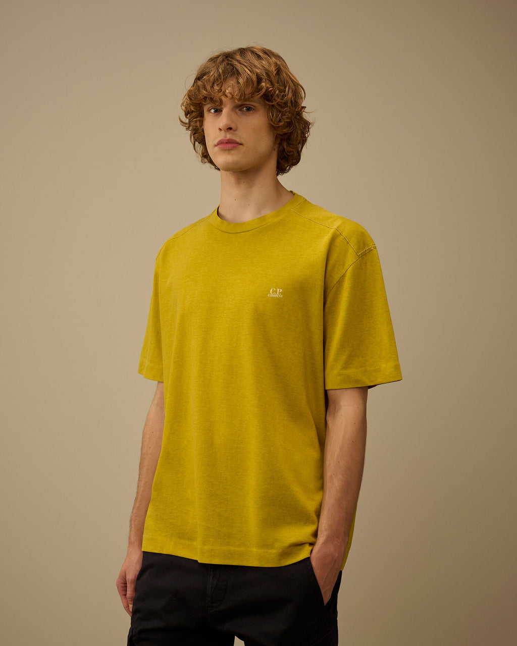20/1 Jersey Plated Logo T-Shirt, ANTIQUE MOSS -YELLOW
