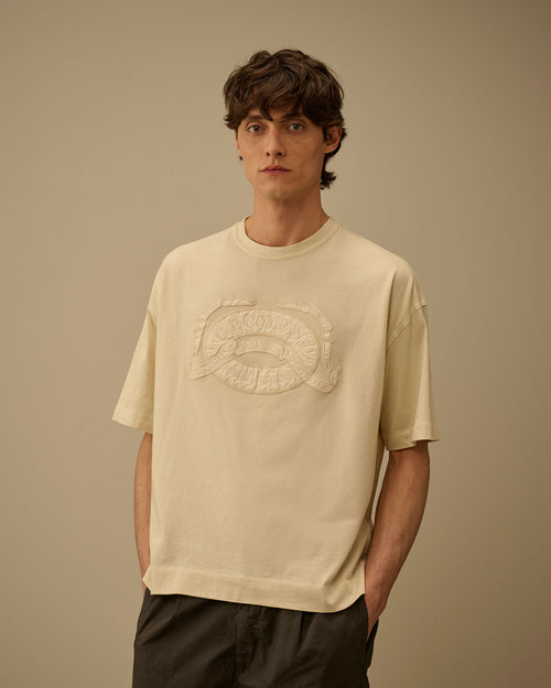 20/1 Jersey Short Sleeve Boxy Logo T-Shirt, FROZEN DEW - WHITE