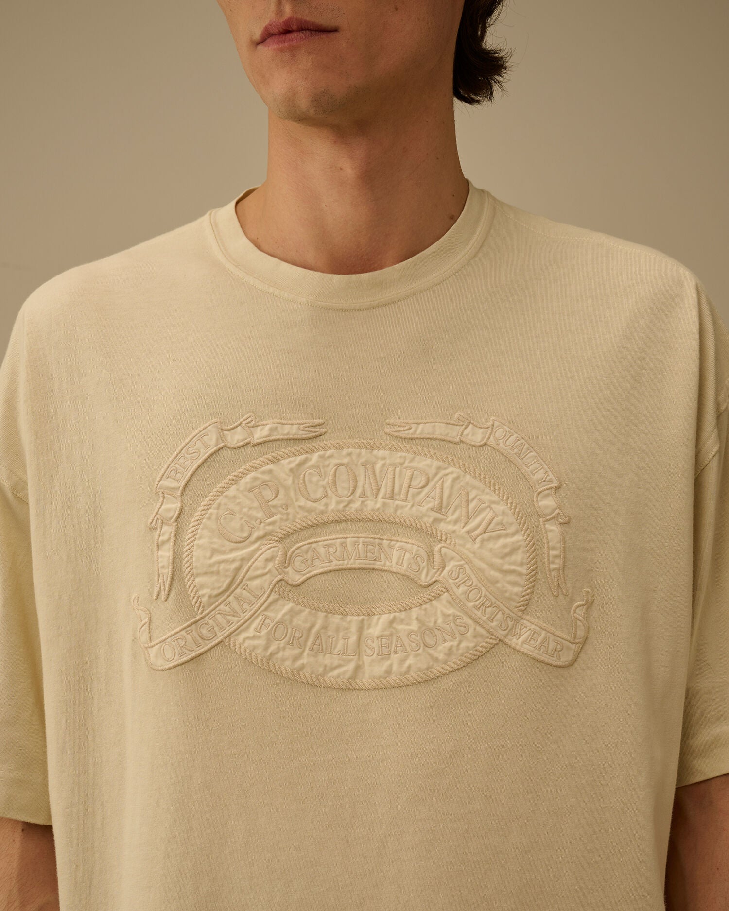 20/1 Jersey Short Sleeve Boxy Logo T-Shirt, FROZEN DEW - WHITE