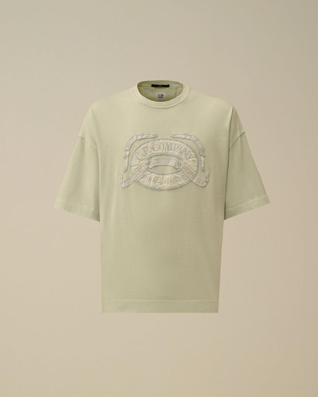 20/1 Jersey Short Sleeve Boxy Logo T-Shirt, MISTY BLUE