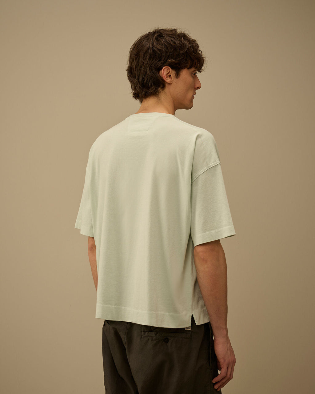 20/1 Jersey Short Sleeve Boxy Logo T-Shirt, MISTY BLUE