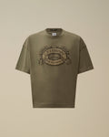 20/1 Jersey Short Sleeve Boxy Logo T-Shirt, GUNMETAL - GREY