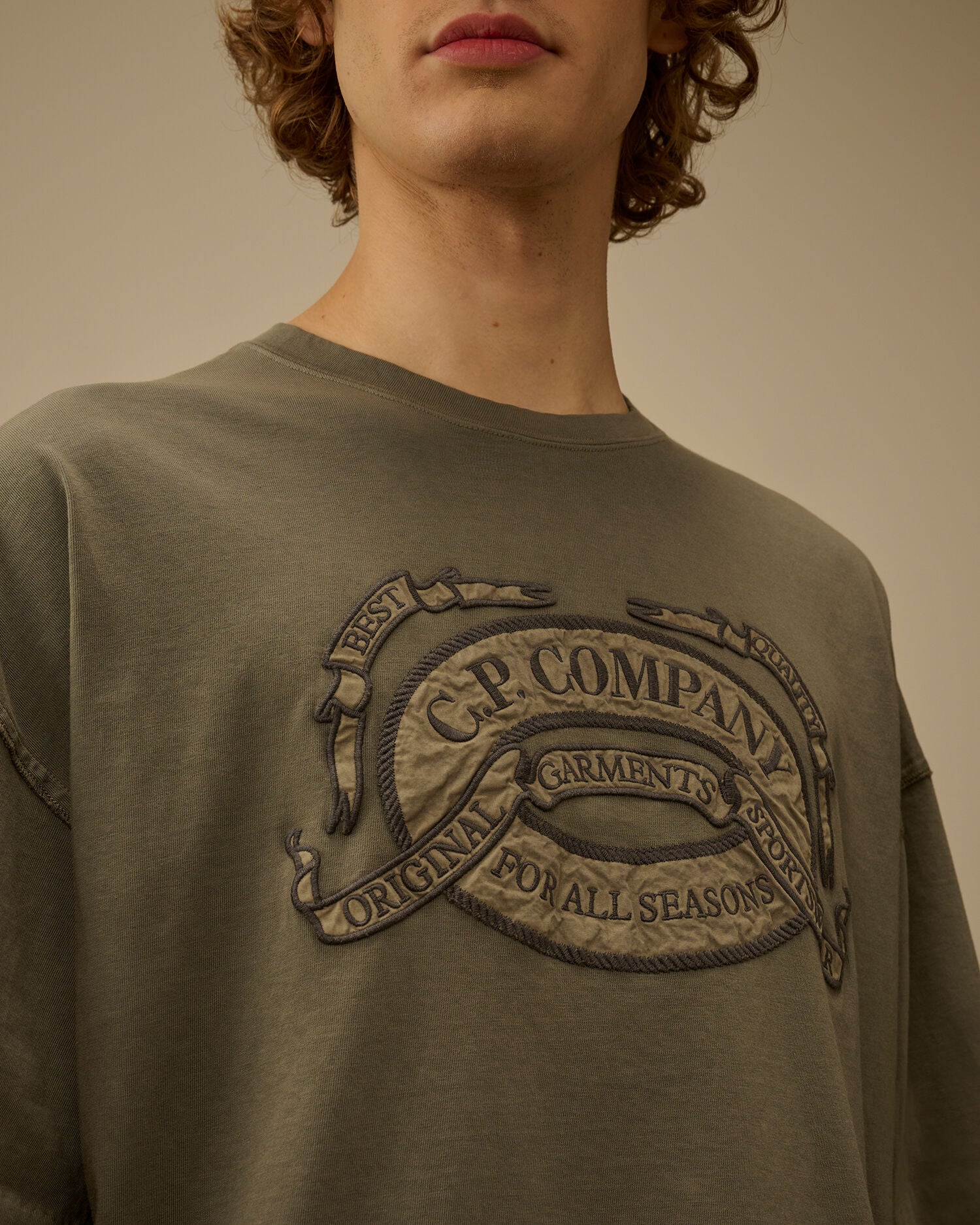 20/1 Jersey Short Sleeve Boxy Logo T-Shirt, GUNMETAL - GREY