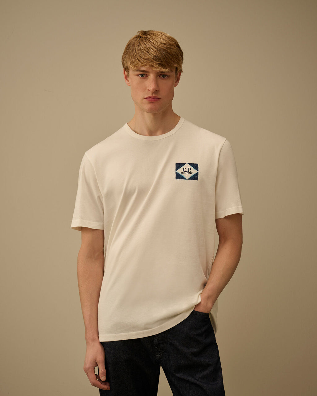 Compact 20/1 Jersey Short Sleeve Logo T-Shirt, GAUZE WHITE