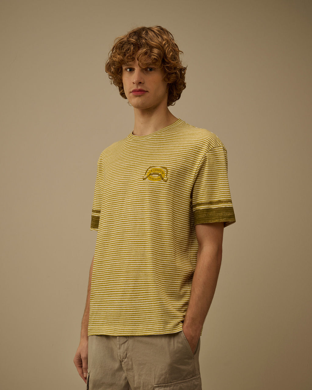 Printed Jersey 20/1 Short Sleeve Logo T-Shirt, ANTIQUE MOSS -YELLOW