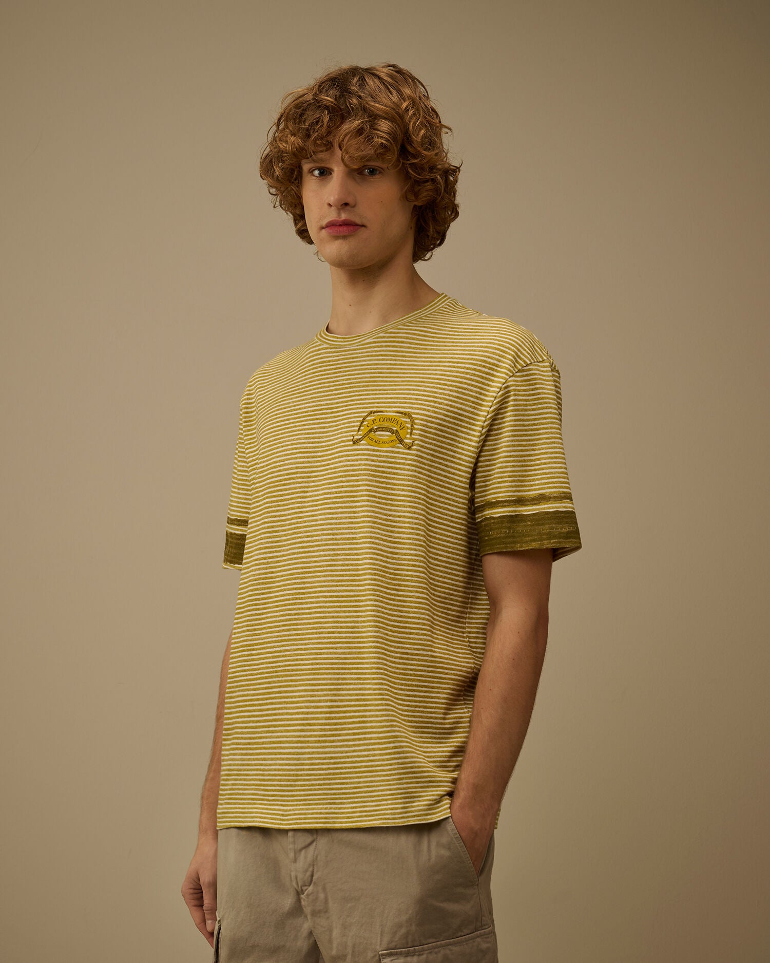 Printed Jersey 20/1 Short Sleeve Logo T-Shirt, ANTIQUE MOSS -YELLOW