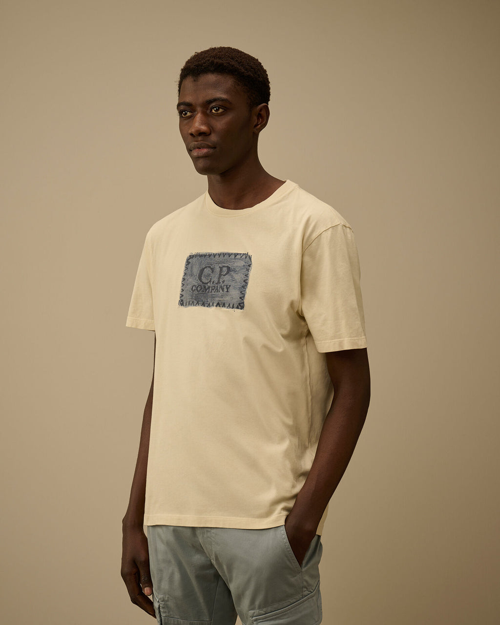 24/1 Jersey Short Sleeve Logo Label T-Shirt, FROZEN DEW - WHITE